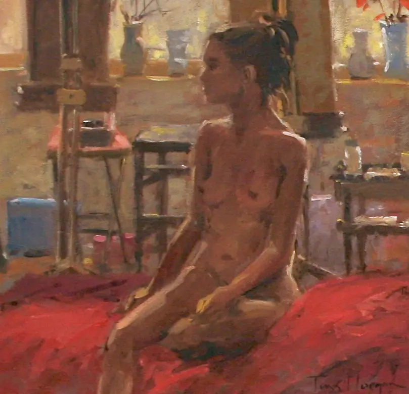 Tina Morgan - model and two easels